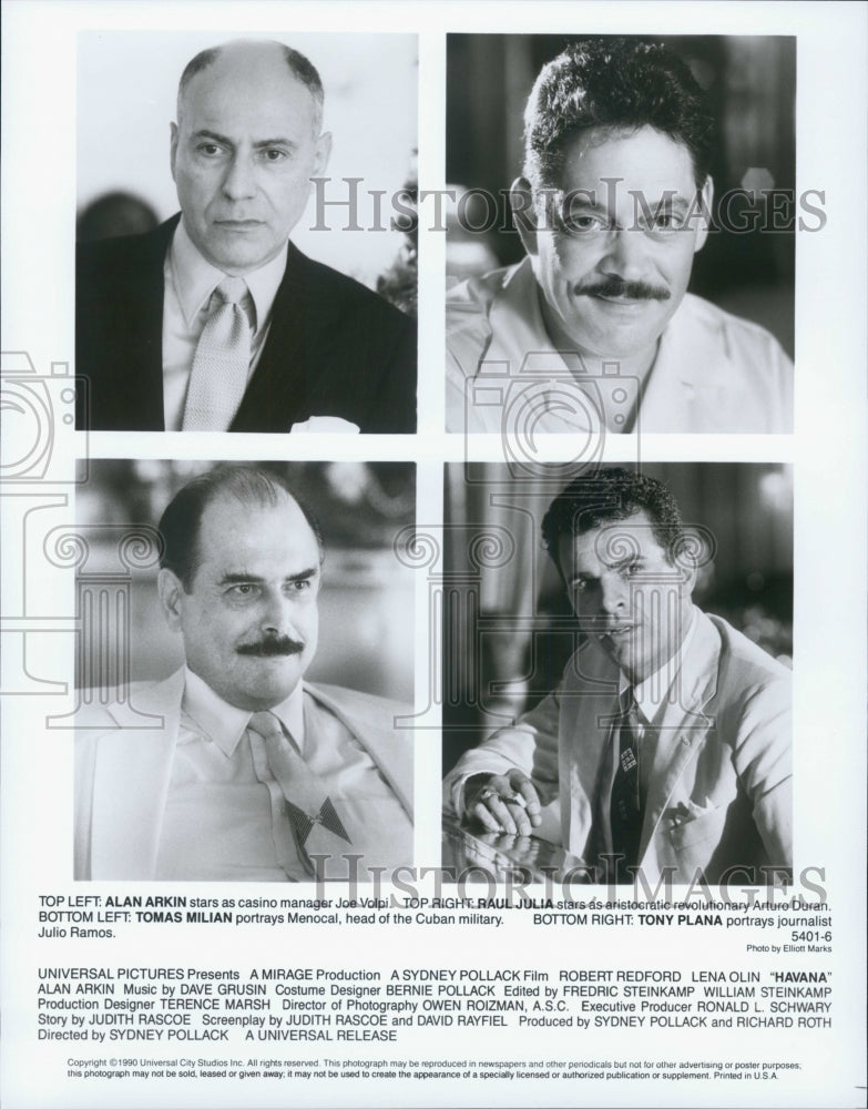 1990 Press Photo Actor Alan Arkin, Tomas Milian in &quot;Havana&quot; Film - Historic Images