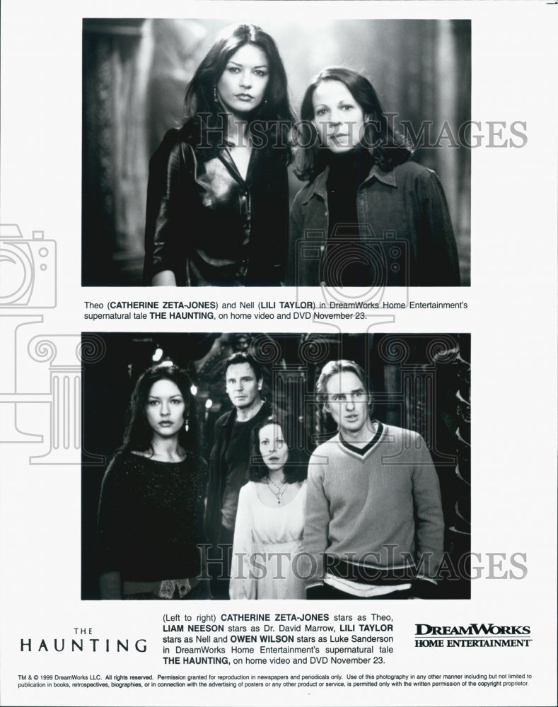 1999 Press Photo Actress Catherine Zeta-Jones, Owen Wilson in "The Haunting" - Historic Images