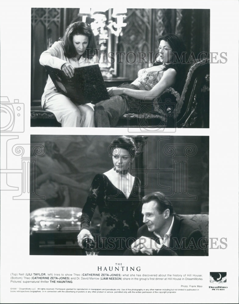 1999 Press Photo Actress Catherine Zeta-Jones, Liam Neeson in "The Haunting" - Historic Images