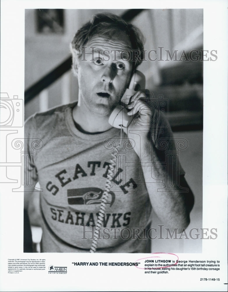 1987 Press Photo John Lithgow starring in Harry and the Hendersons - Historic Images