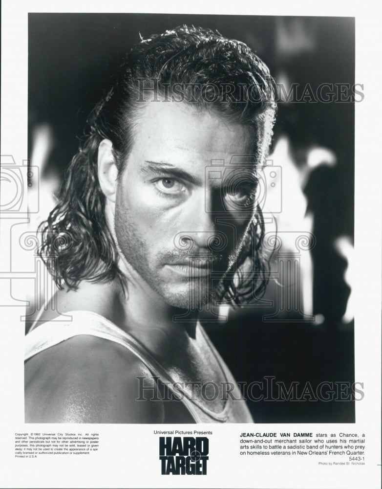 1993 Press Photo Actor Jean-Claude Van Damme in "Hard Target" Film - Historic Images