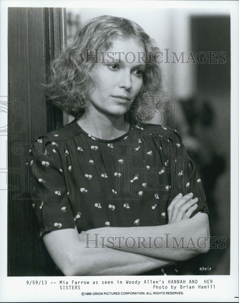 1985 Press Photo Actress Mia Farrow in Woody Allen's "Hannah and Her Sisters" - Historic Images