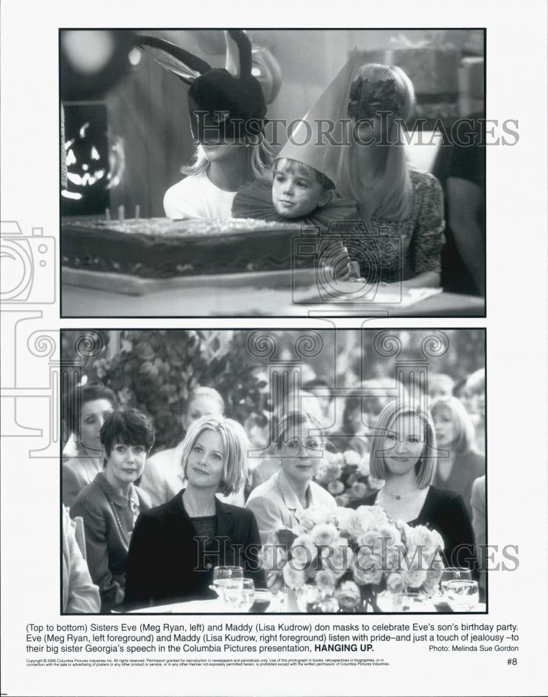 2000 Press Photo Actress Meg Ryan, Lisa Kudrow in "Hanging Up" Film - Historic Images