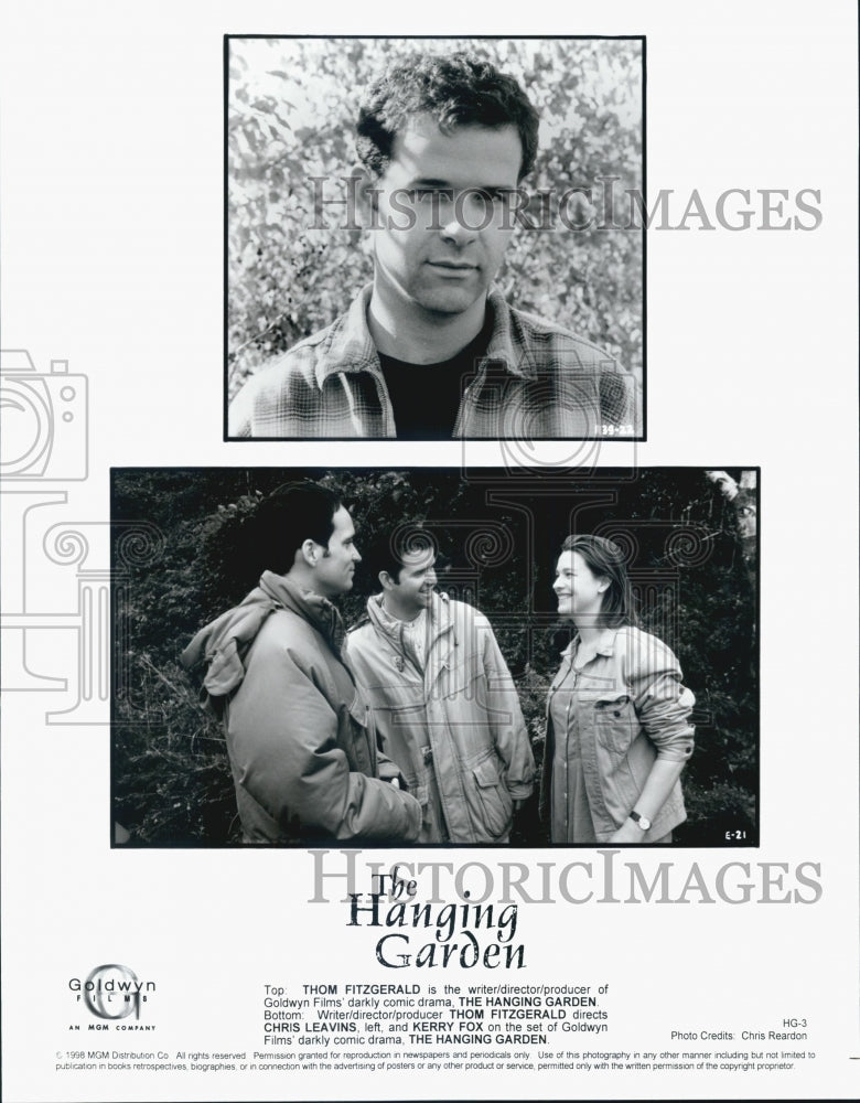 1998 Press Photo Thom Fitzgerald Directs Chris Leavins "The Hanging Garden" - Historic Images