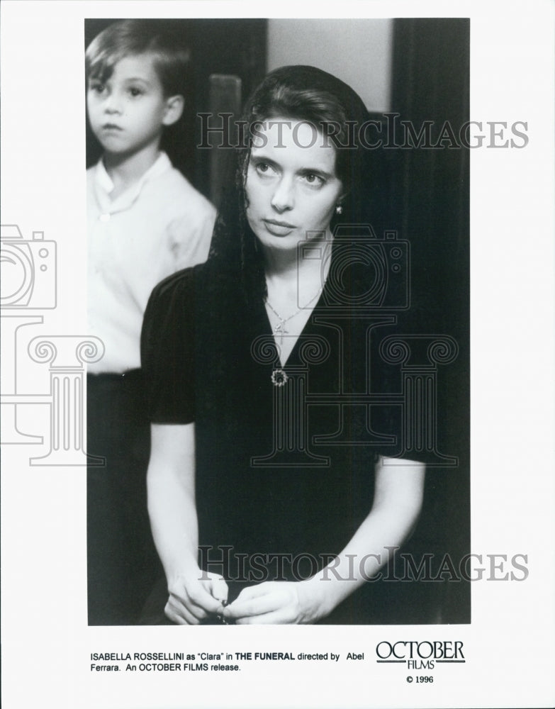 1996 Press Photo Actress Isabella Rossellini in "The Funeral" Film - Historic Images