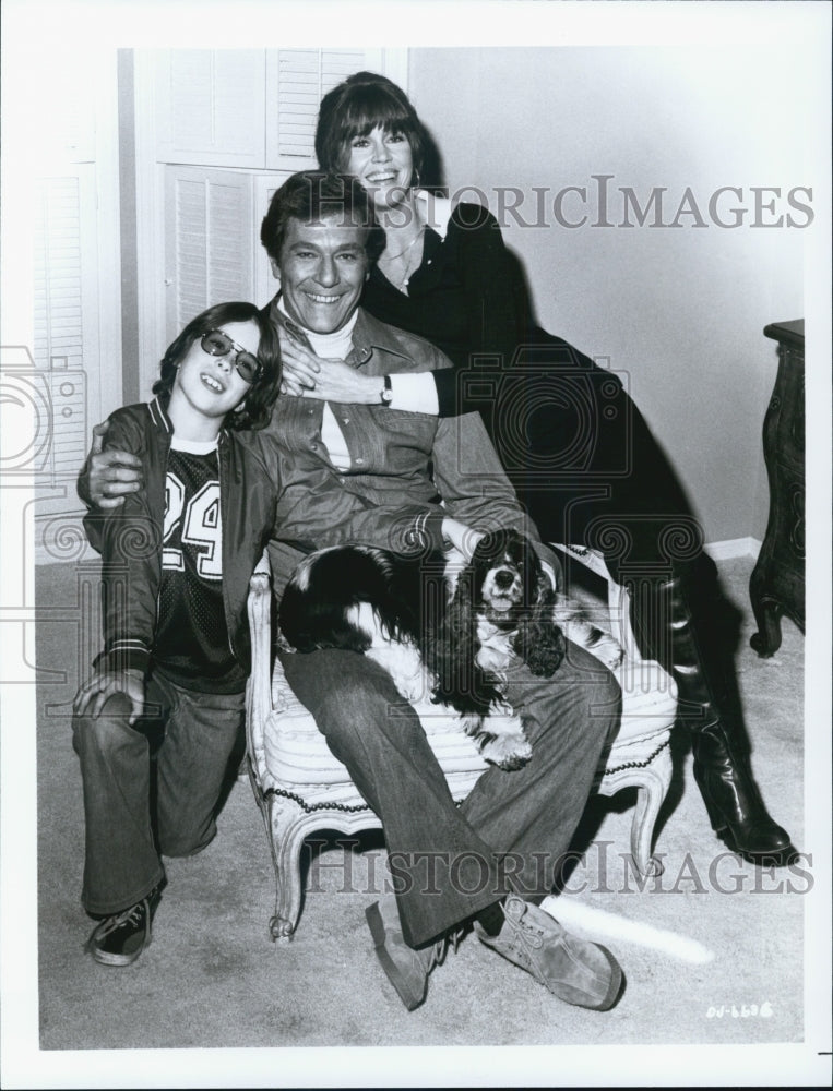 Unidentified Celebrity Couple in Black & White w Son & Dog-Historic Images
