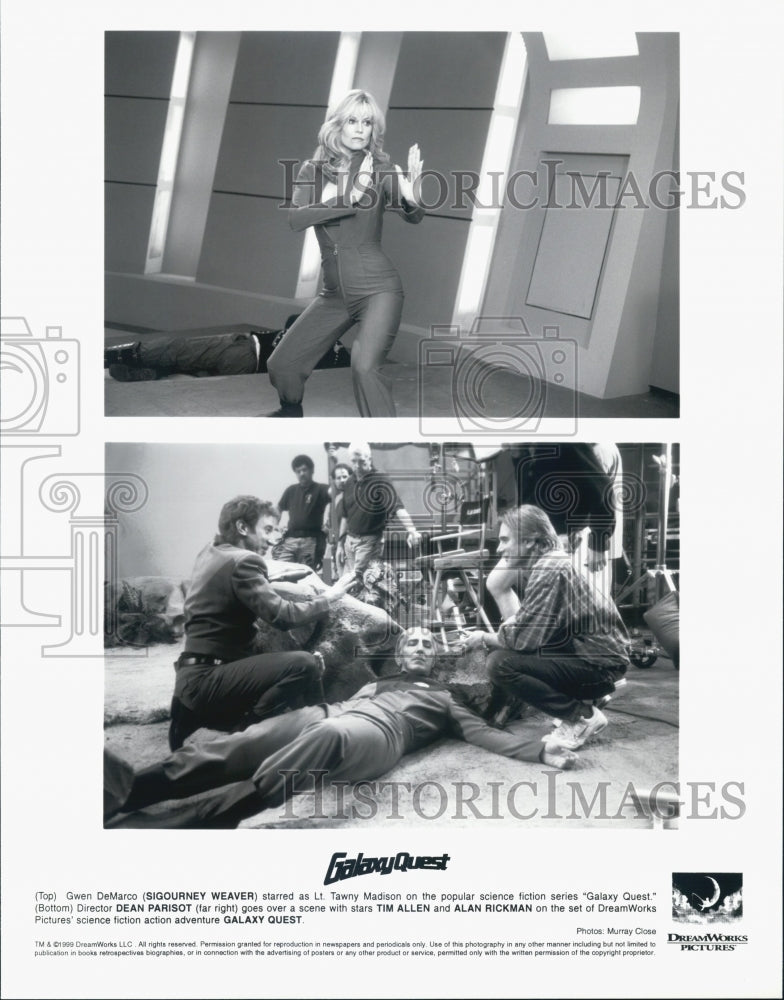 1999 Press Photo &quot;Galaxy Quest&quot; w. Sigourney Weaver, Alan Rickman, Tim Allen. - Historic Images