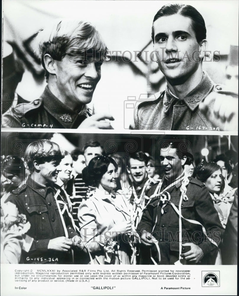 1981 Press Photo Mel Gibson and Mark Lee star in "Gallipoli". - Historic Images