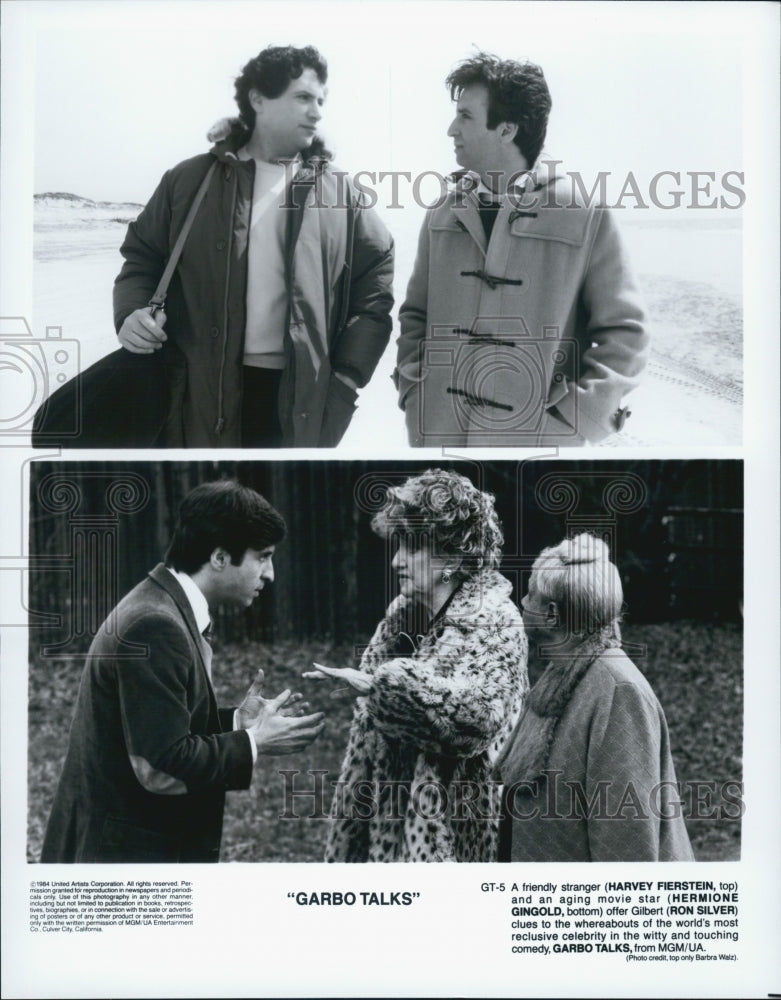 1984 Press Photo Actor Harvey Fierstein, Hermione Gingold in &quot;Garbo Talks&quot; Film - Historic Images