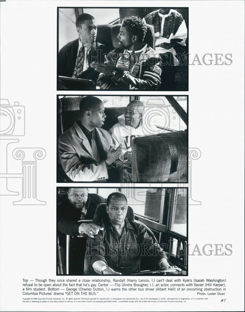 1996 Press Photo Harry Lennix, Isaiah Washington, Charles Dutton &quot;Get on the Bus - Historic Images