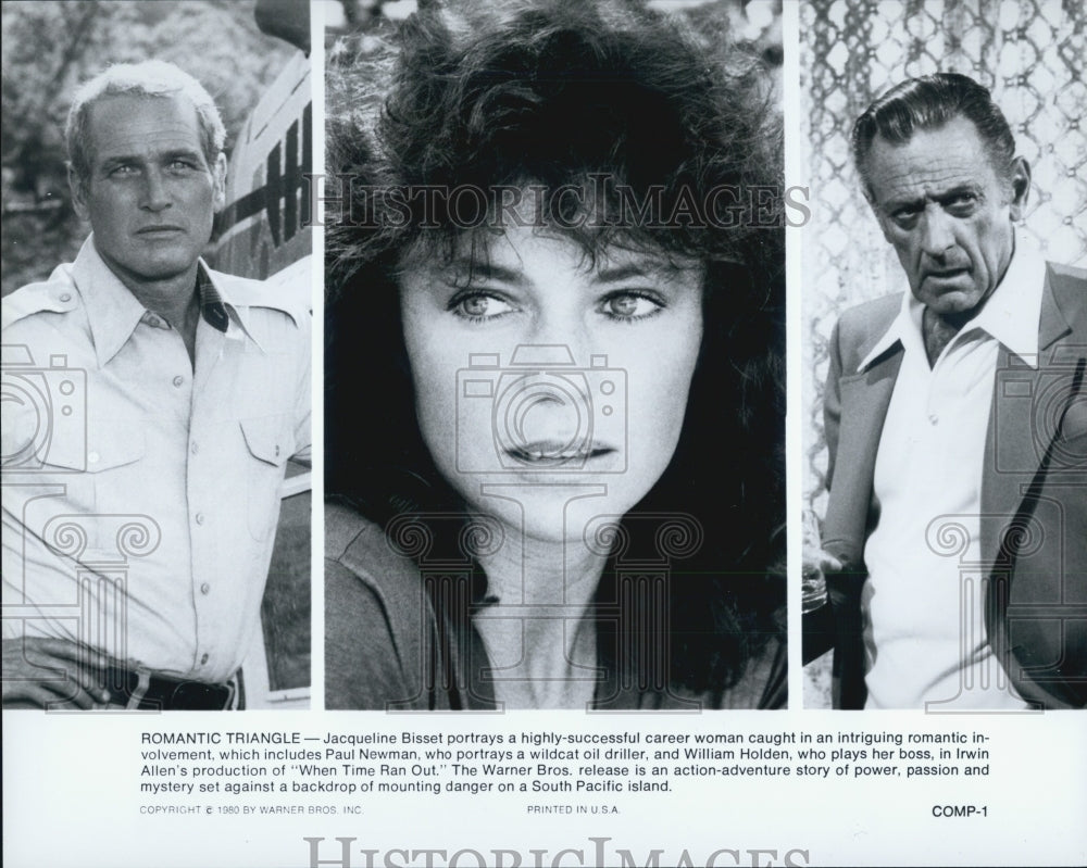 1980 Press Photo Actress Jacqueline Bisset, Paul Newman, William Holden - Historic Images