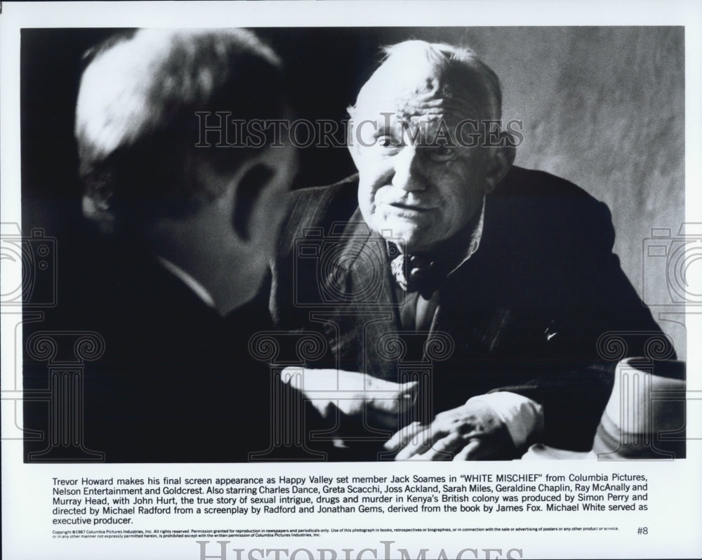 1987 Press Photo Actor Trevor Howard in "White Mischief" Film - Historic Images
