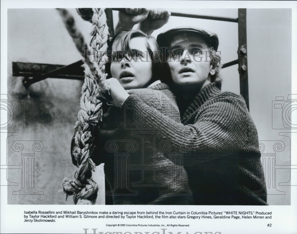 1985 Press Photo Isabella Rossellini and Mikhail Baryshnikov in "White Nights" - Historic Images