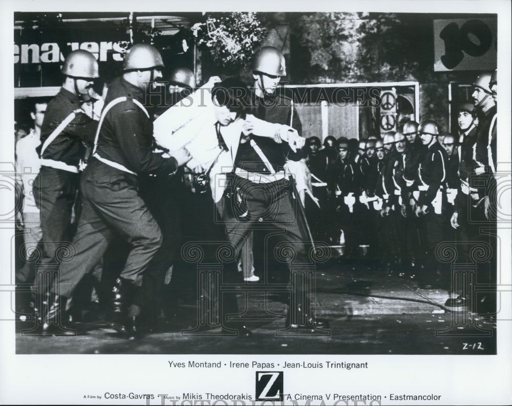 Press Photo Yves Montand, Irene Papas, jean-Louis Trintignant star in &quot;Z&quot; - Historic Images