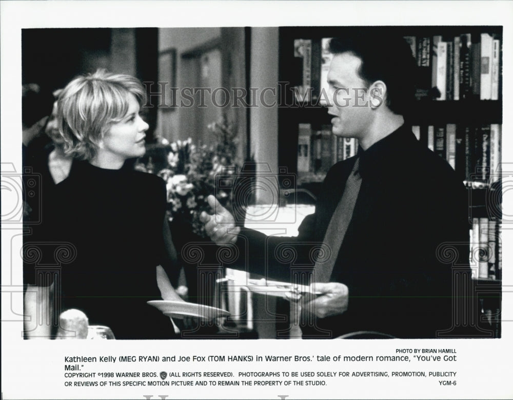 1998 Press Photo Meg Ryan And Tom Hanks Star In "You' ve Got Mail" - Historic Images