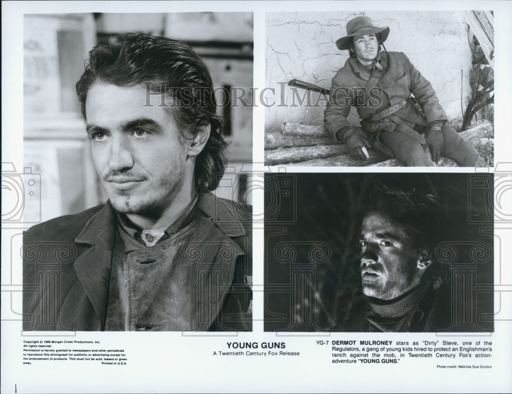 1988 Press Photo Dermot Mulroney stars in "Young Guns" - Historic Images
