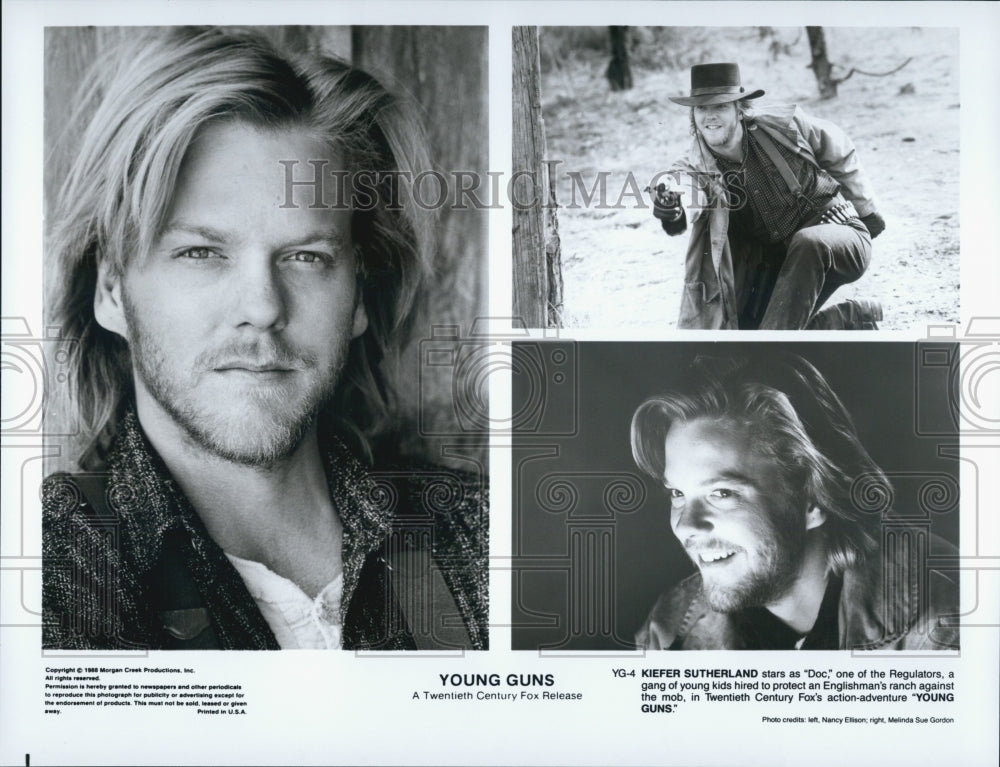 1988 Press Photo Kiefer Sutherland stars in "Young Guns" - Historic Images