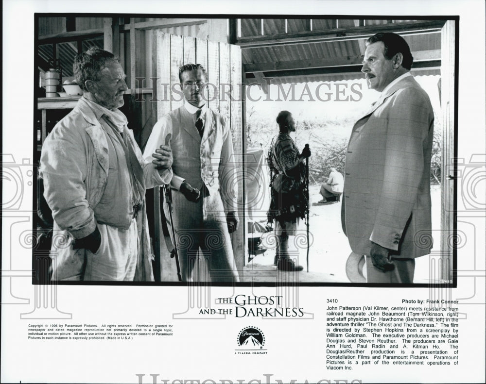 1996 Press Photo Actors Val Kilmer, Tom Wilkinson & Bernard Hill - Historic Images