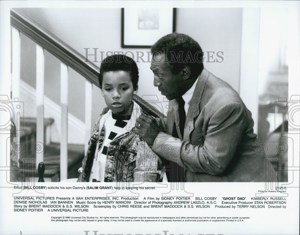 1990 Press Photo Bill Cosby and Salim Grant in "Ghost Dad" - Historic Images