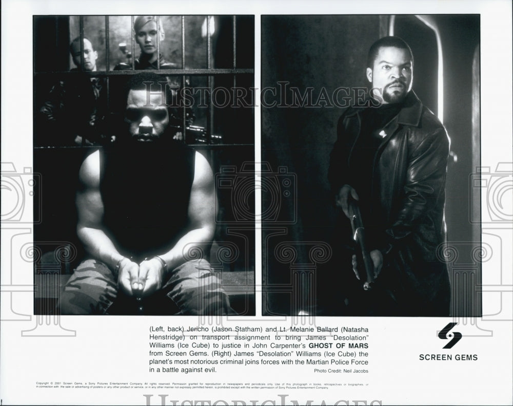 2001 Press Photo Statham,  Henstridge and Ice Cube in "Ghosts of Mars" - Historic Images