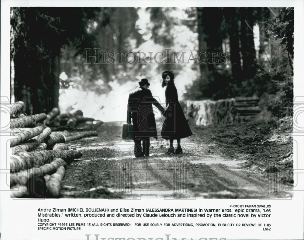 1995 Press Photo Michel Boujenah and Alessandra Martines in &quot;Les Miserables&quot; - Historic Images