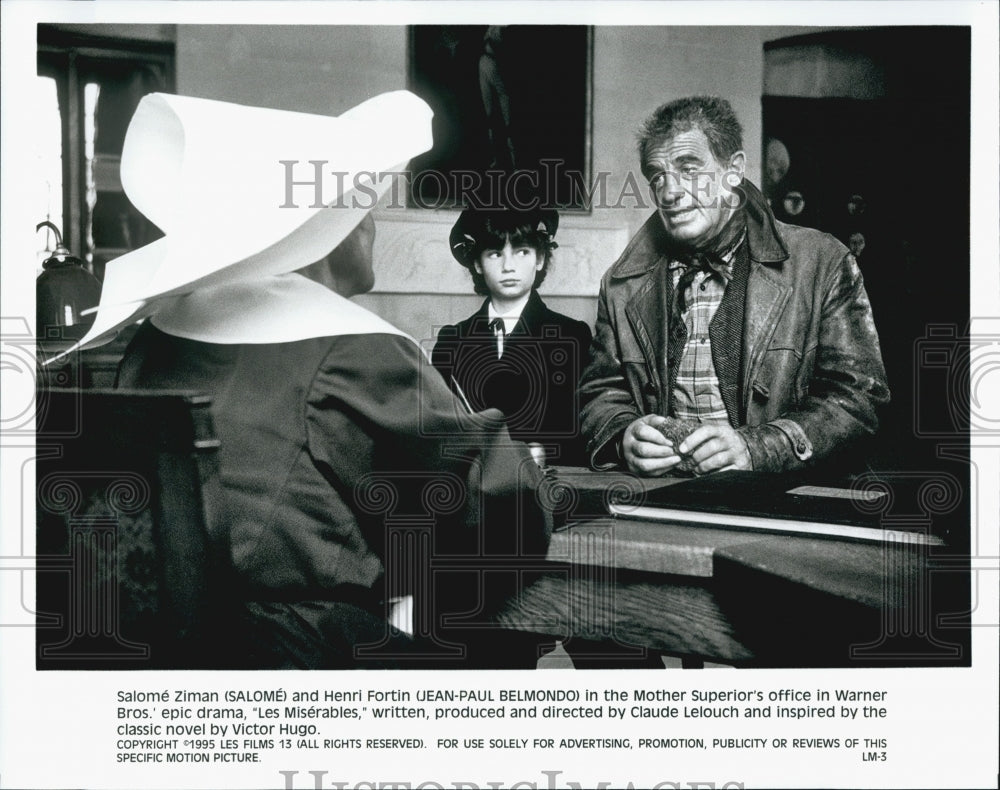 1995 Press Photo Salome and Jean-Paul Belmondo in &quot;Les Miserables&quot; - Historic Images