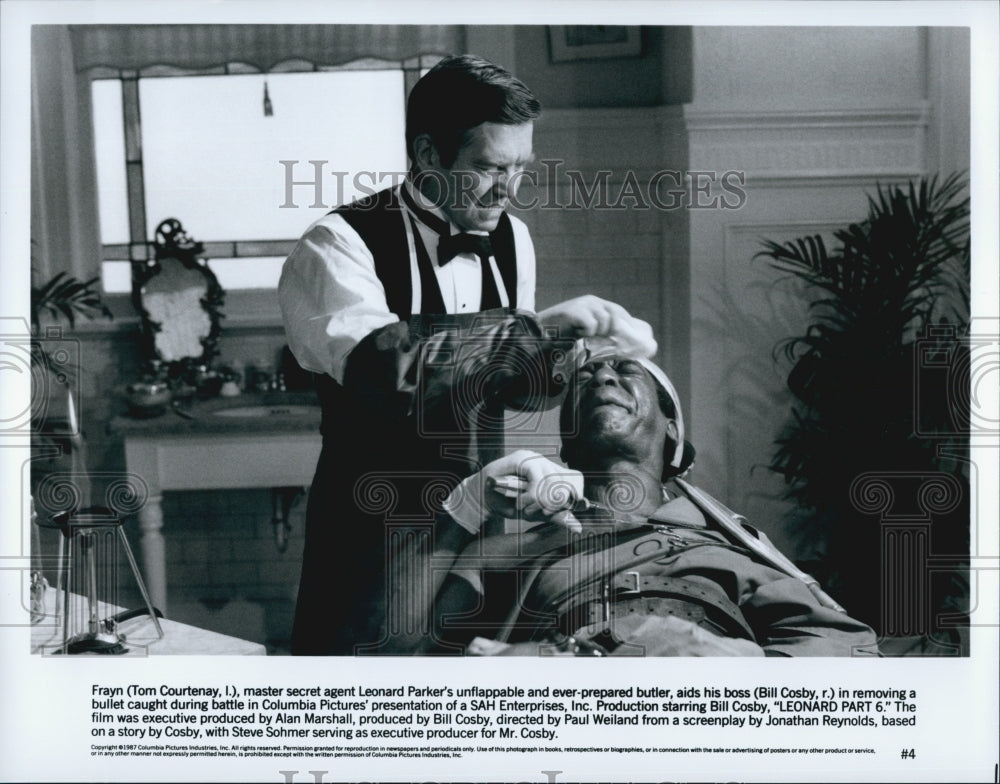 1987 Press Photo Tom Courtenay and Bill Cosby in &quot;Leonard Part 6&quot; - Historic Images