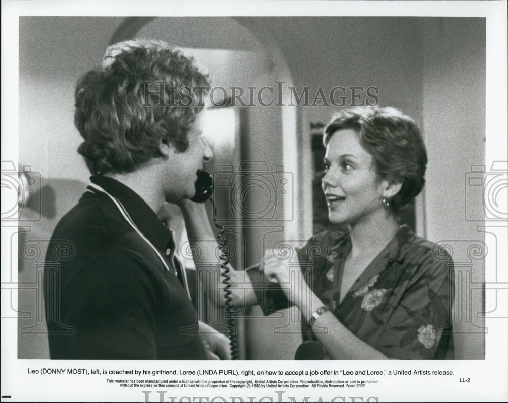 1980 Press Photo Linda Purl and Donny Most in &quot;Leo and Loree&quot; - Historic Images