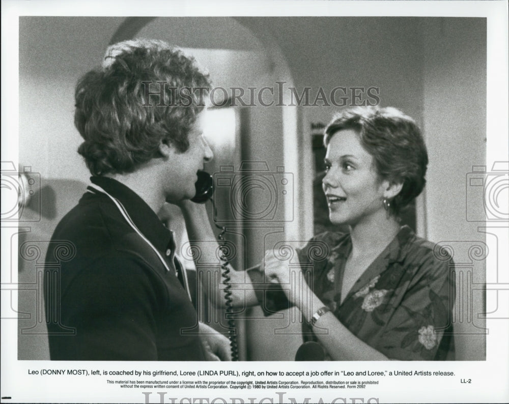 1980 Press Photo Linda Purl and Donny Most in "Leo and Loree" - Historic Images