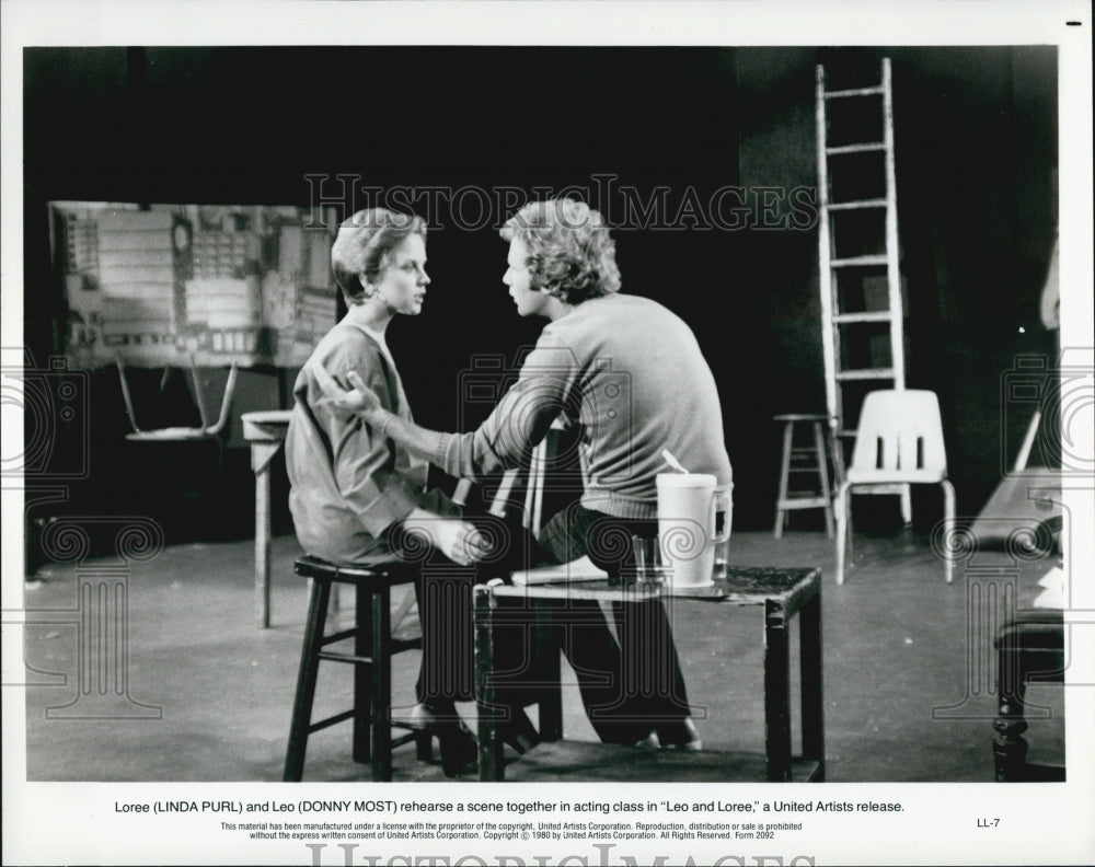 1980 Press Photo Linda Purl and Donny Most in &quot;Leo and Loree&quot; - Historic Images