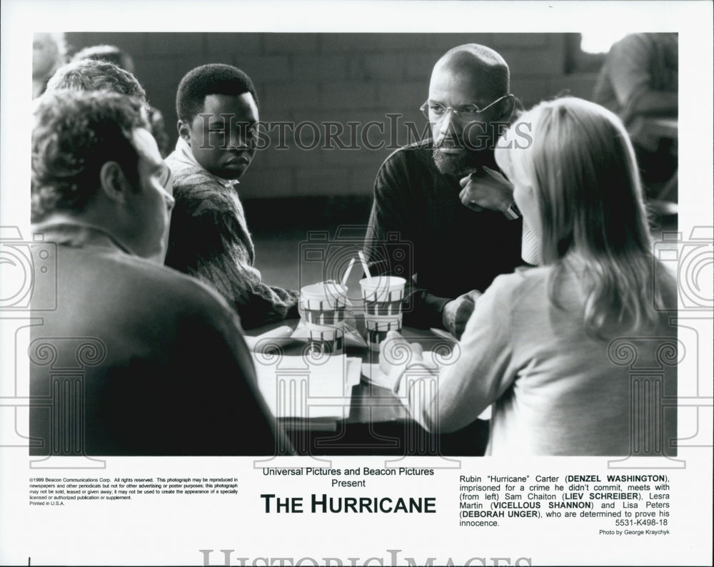1999 Press Photo Washington, Schreiber, Shannon and Unger in "The Hurricane" - Historic Images