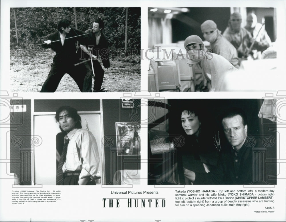 1995 Press Photo Harada, Shimada and Lambert in &quot;The Hunted&quot; - Historic Images