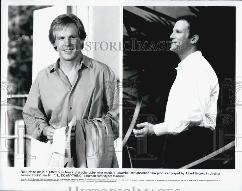 1993 Press Photo Nick Nolte Albert Brooks in "I'll Do Anything" - Historic Images