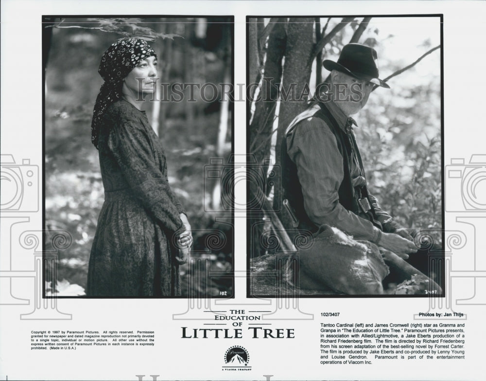 1987 Press Photo &quot;The Education Of Little Tree&quot; Tantoo Cardinal James Cromwell - Historic Images