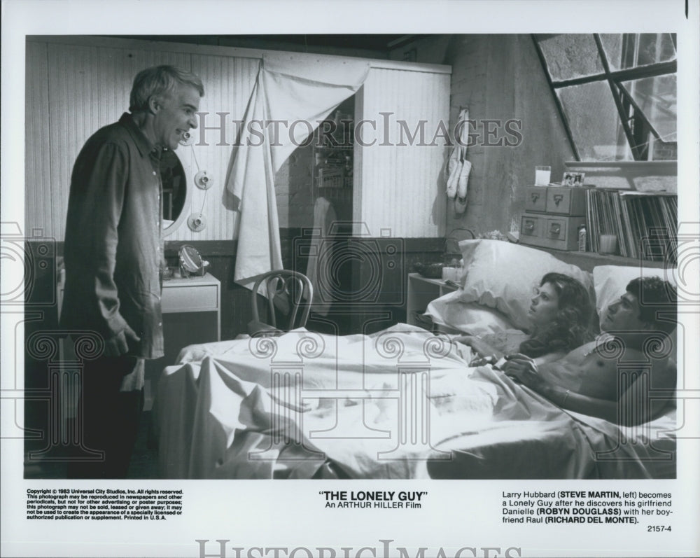 1984 Press Photo Martin, Douglass and Del Monte in "The Lonely Guy" - Historic Images