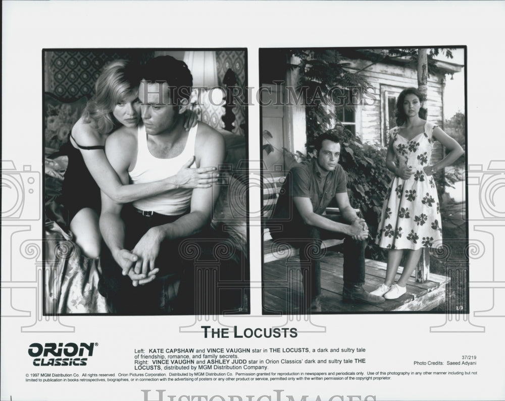 1997 Press Photo Kate Capshaw, Vince Vaughn & Ashlewy Judd star in "The Locusts" - Historic Images