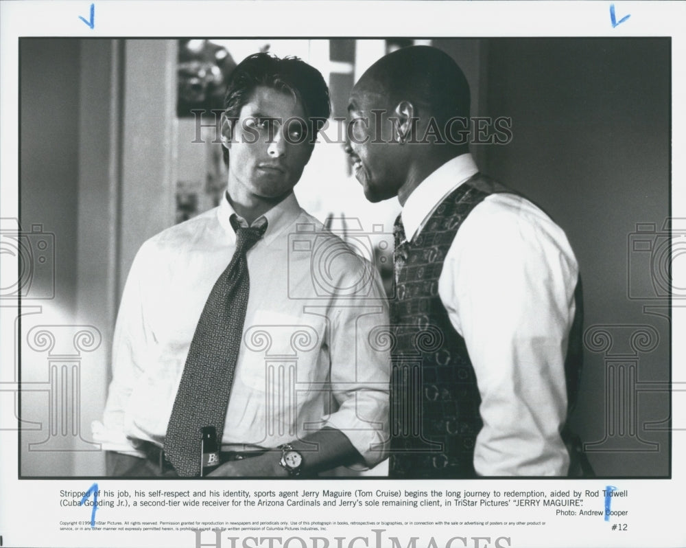 1996 Press Photo Tom Cruise & Cuba Gooding Jr. star in "Jerry Maguire" - Historic Images