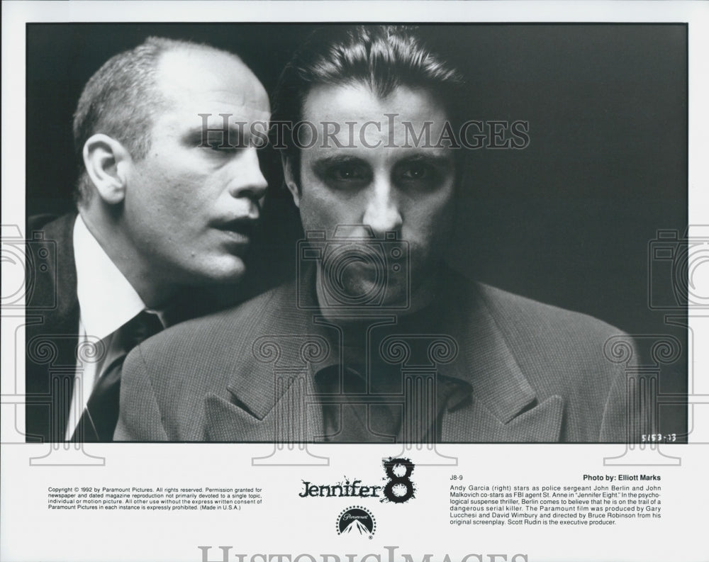 1992 Press Photo Andy Garcia and John Malkovich in &quot;Jennifer 8&quot; - Historic Images