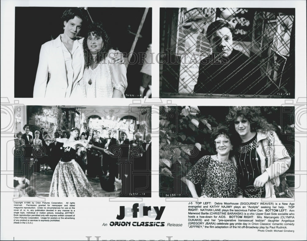 1995 Press Photo &quot;J FRY&quot;Sigourney Weaver,Kathy Najimy,Nathan Lane - Historic Images