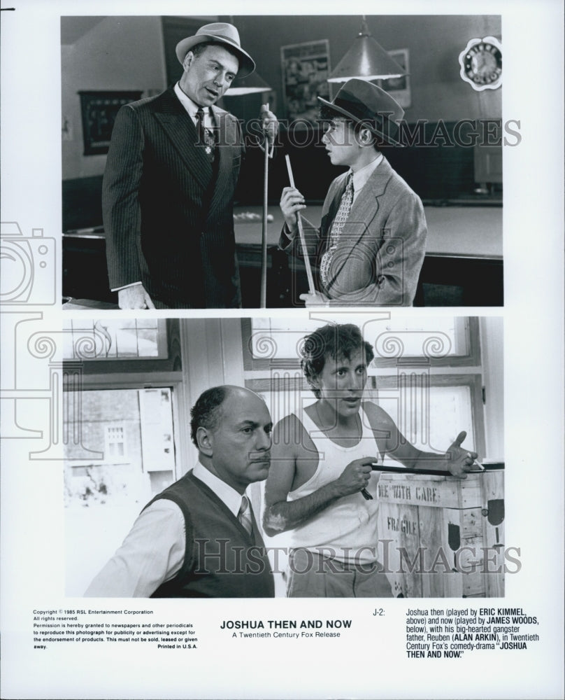 1985 Press Photo Eric Kimmel, James Woods, Alan Arkin &quot;Joshua Then And Now&quot; - Historic Images