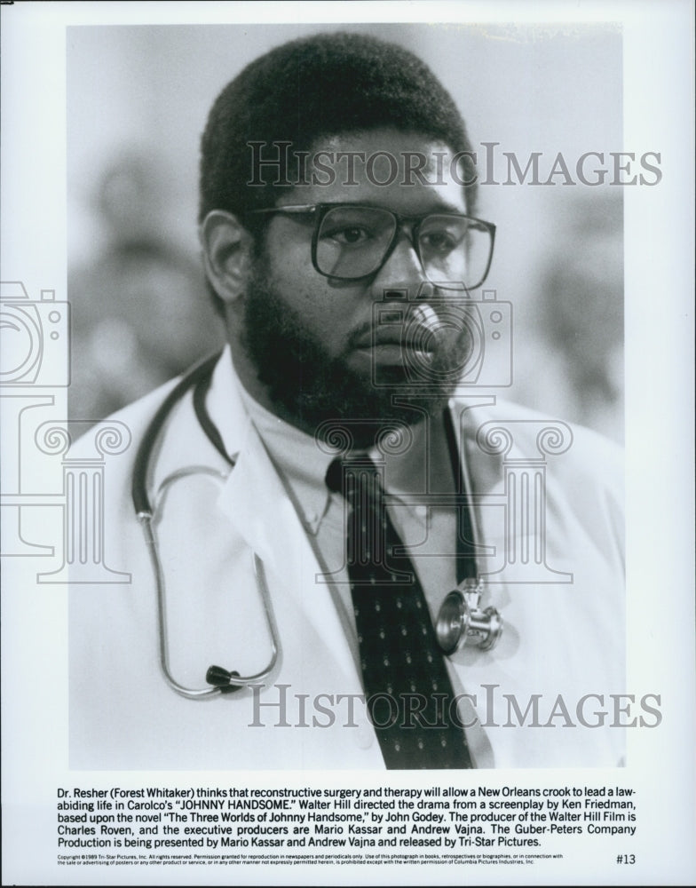 1989 Press Photo Forest Whitaker as Dr. Resher in &quot;Johnny Handsome&quot; - Historic Images