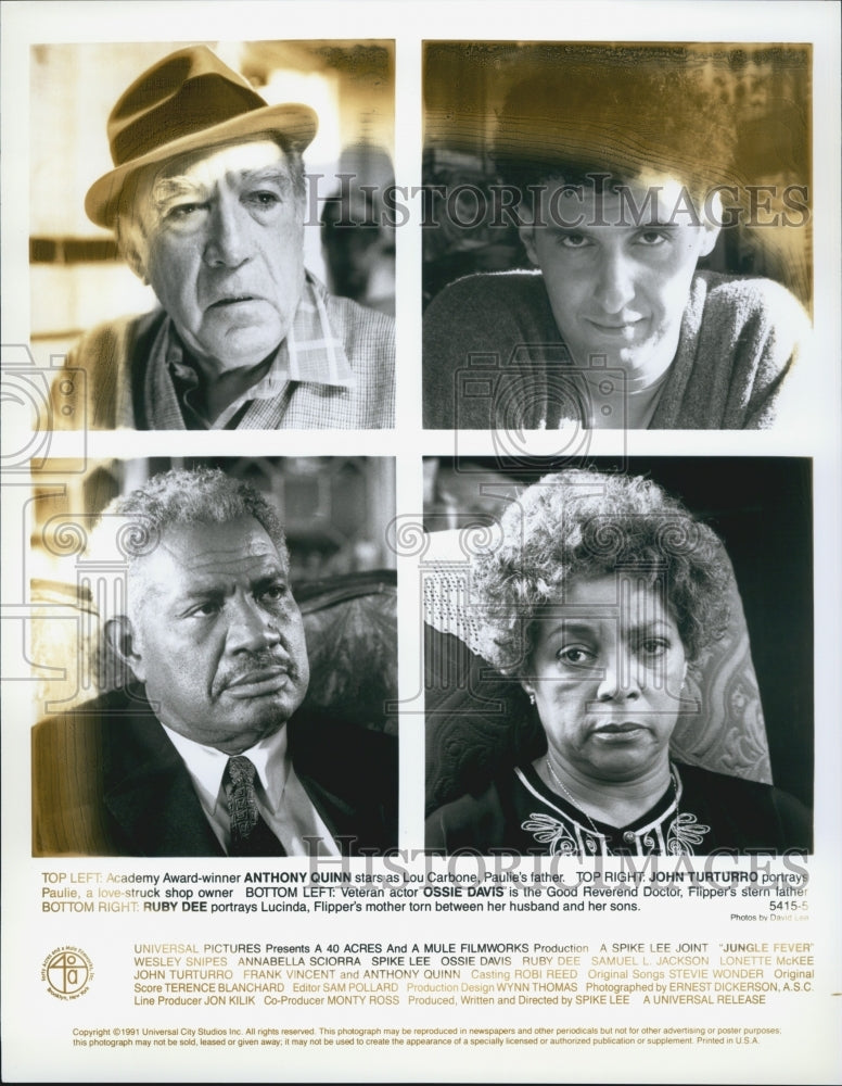 1991 Press Photo Anthony Quinn, John Turturro, Ossie Davis in "Jungle Fever" - Historic Images