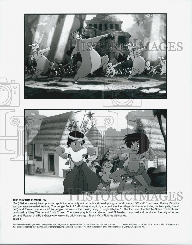 2003 Press Photo Walt Disney Productions Animated Film "Jungle Book 2" - Historic Images