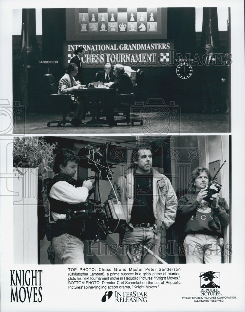 1992 Press Photo "Knight Moves" Christopher Lambert & dir Carl Schenkel - Historic Images