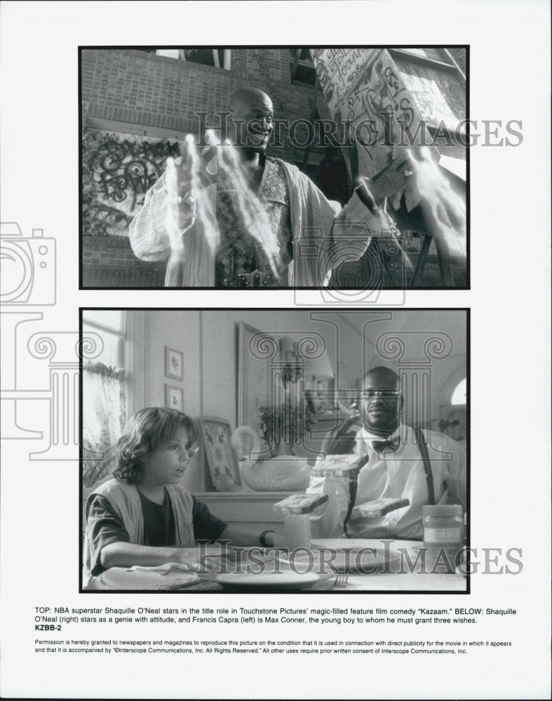 Press Photo Shaquille O'Neal and Francis Capra in "Kazaam" Actors - DFPG07619 - Historic Images