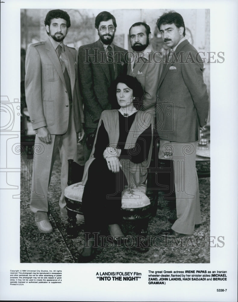 1984 Press Photo Irene Papas, Michael Zand & Hadi Sadjadi star "Into The Night" - Historic Images