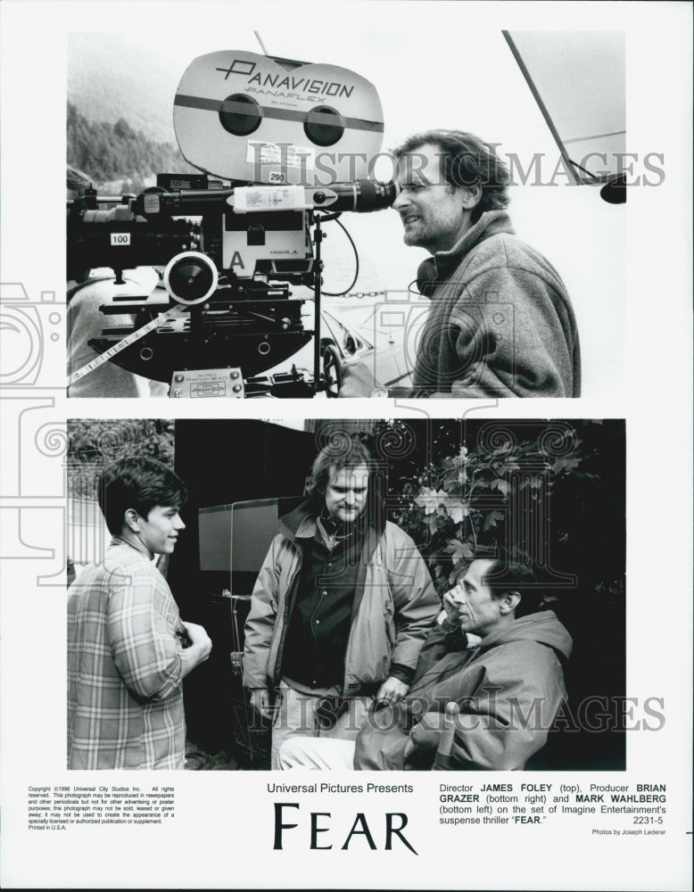 1996 Press Photo Director James Foley, Producer B. Glazer, Mark Wahlberg "Fear" - Historic Images