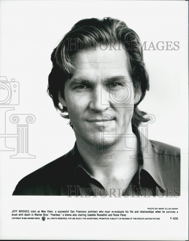 1993 Press Photo Actor Jeff Bridges in "Fearless" - Historic Images