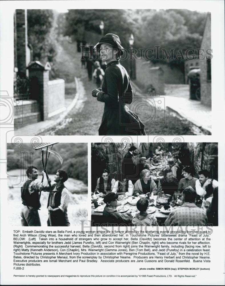 1995 Press Photo Embeth Davidtz Greg Wilson James Purefoy in "Feast in July" - Historic Images