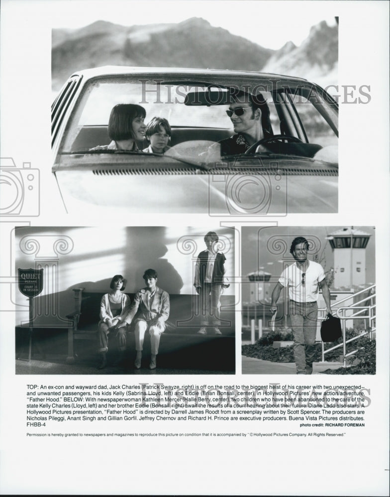 Press Photo Patrick Swayze Sabrina Lloyd Brian Bonsall in &quot;Father Hood&quot; - Historic Images